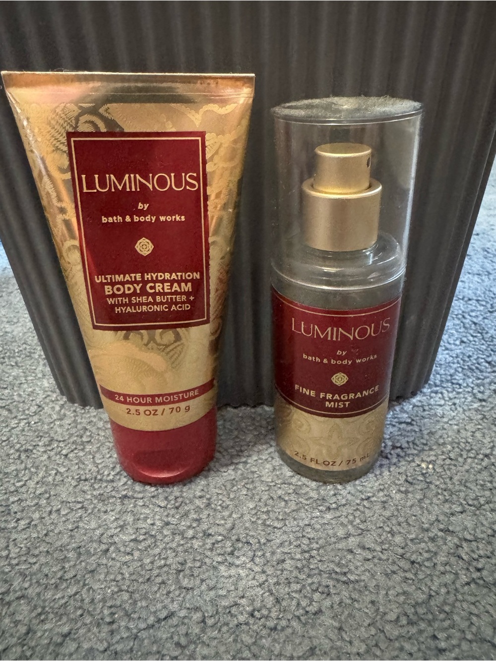 Bath & Body Works Luminous Body Cream & Fine Fragrance Mist — Gold & Red